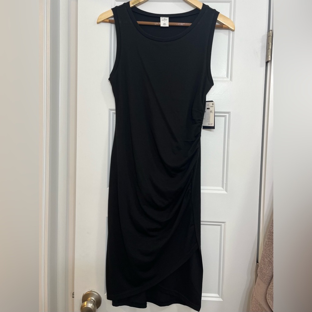 Melrose and Market Black Asymmetrical Ruched Sheath Dress